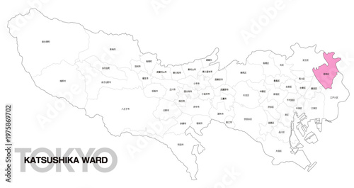 [日本地図] 東京都葛飾区の市区町村名入り位置地図 