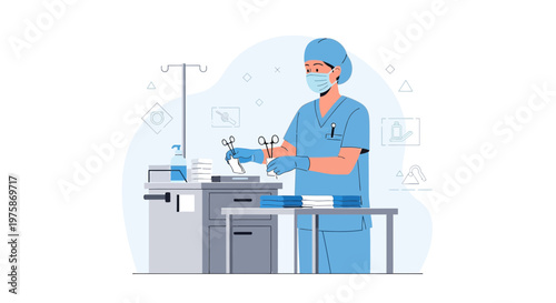 Veterinarian Performing Surgery on Animal in Operating Room