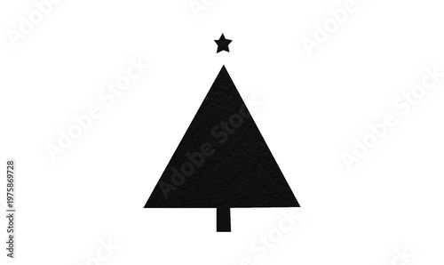 A cute black Christmas tree made of paper is placed on a transparent background