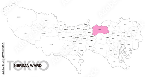 [日本地図] 東京都練馬区の市区町村名入り位置地図