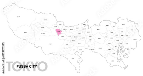[日本地図] 東京都福生市の市区町村名入り位置地図 