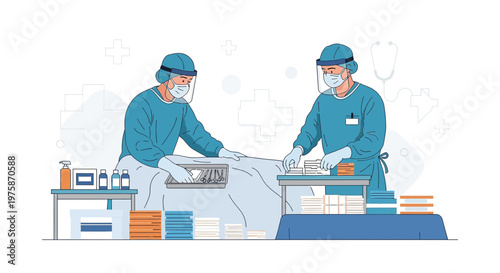 Surgeons Performing Operation in Modern Operating Room
