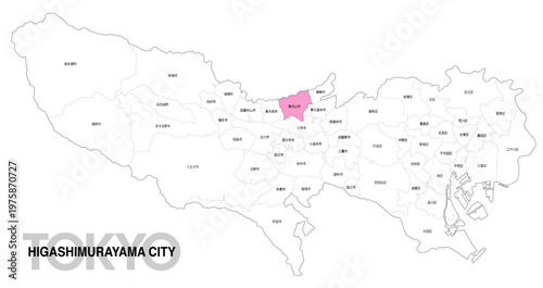 [日本地図] 東京都東村山市の市区町村名入り位置地図 