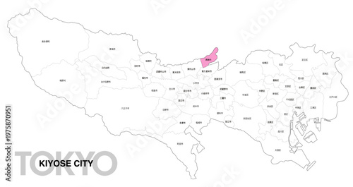 [日本地図] 東京都清瀬市の市区町村名入り位置地図 