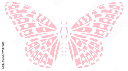 Pink butterfly stencil vector, decorative insect silhouette with intricate wing patterns, pastel pink butterfly graphic for craft and design