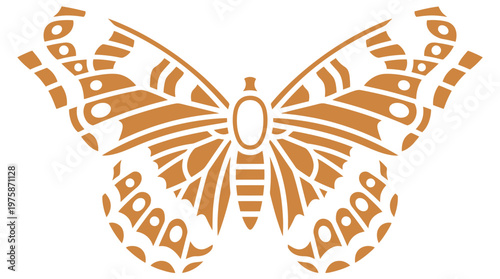 Fotografía Vintage butterfly vector illustration, ornate golden insect silhouette with deco