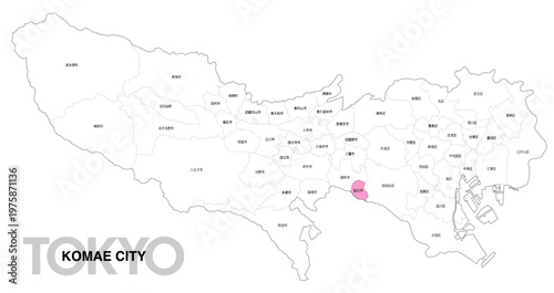 [日本地図] 東京都狛江市の市区町村名入り位置地図 