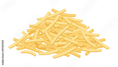A large pile of golden french fries vector illustration. Perfect for fast food menus, restaurant branding, food blogs, and promotional materials for snacks.