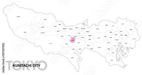 [日本地図] 東京都国立市の市区町村名入り位置地図 