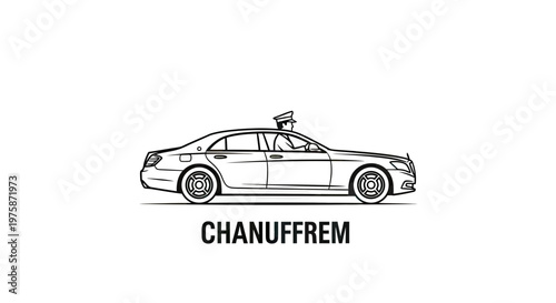 Professional Chauffeur Driving Luxury Sedan Side View Vector Illustration