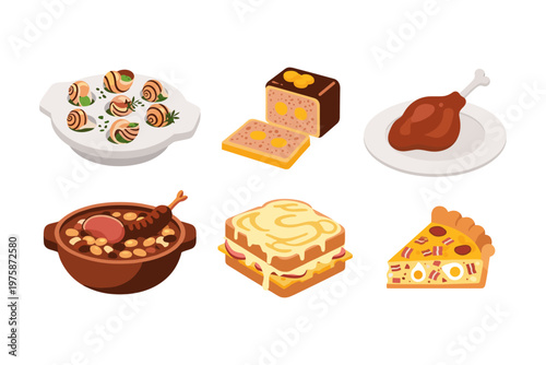 French Cuisine Assortment Illustration