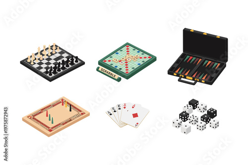 Collection Of Board Games And Dice