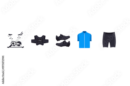 Cycling Gear and Equipment Icons