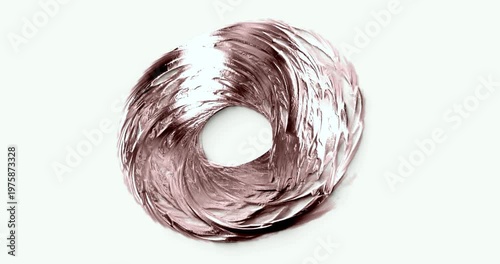 Animated rose gold metallic circle stroke on white background, 3D textured liquid metal ring smear, luxury logo reveal motion graphics