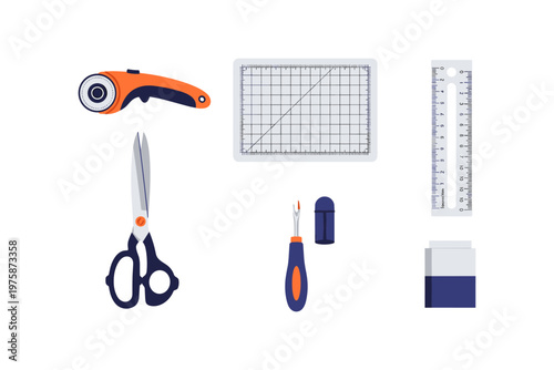 Sewing Tools Flat Lay Illustration