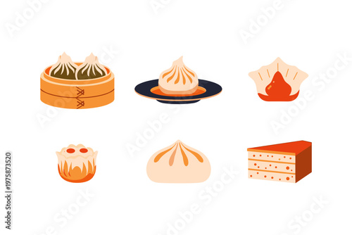 Asian Dumplings and Cake Slice