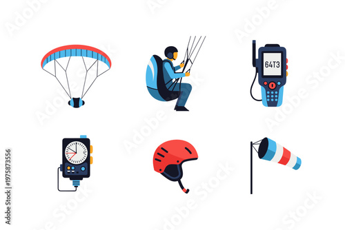 Paragliding Equipment Icons