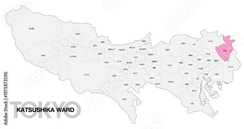 [日本地図] 東京都葛飾区の市区町村名入り位置地図 