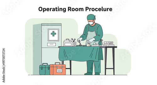 Surgeon Preparing for Operating Room Procedure with Medical Equipment and Tools