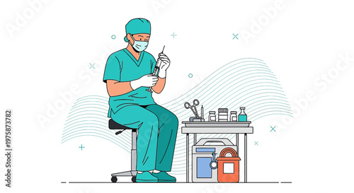 Surgeon Preparing Injection Syringe in Operating Room