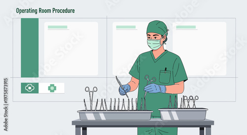 Surgeon Preparing Surgical Instruments in Operating Room
