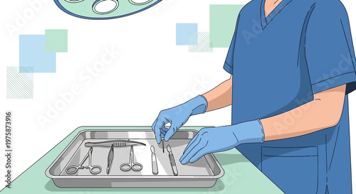 Surgeon Preparing Surgical Instruments for Operation in Operating Room