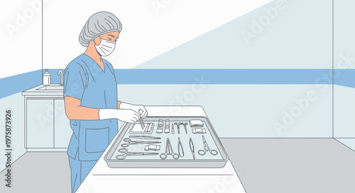 Surgeon Preparing Surgical Instruments in Operating Room
