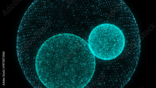 Blue molecule on a dark background. Science and medicine backdrop concept. Abstract neural network. 3d rendering.