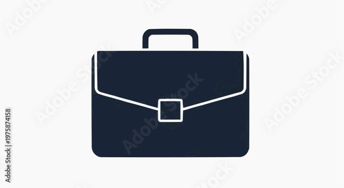 Minimalist briefcase icon vector, professional business bag silhouette, dark navy office portfolio symbol for corporate career and work concepts