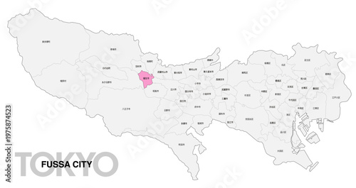 [日本地図] 東京都福生市の市区町村名入り位置地図 