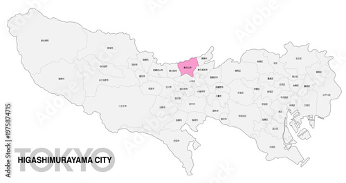 [日本地図] 東京都東村山市の市区町村名入り位置地図