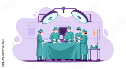 Surgeons Performing Operation in Modern Operating Room with Medical Equipment