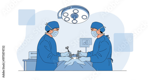 Surgeons Performing Operation in Modern Operating Room with Medical Equipment