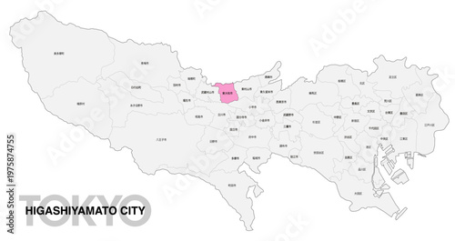 [日本地図] 東京都東大和市の市区町村名入り位置地図