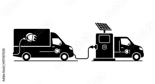 Electric Van Charging at Solar-Powered Station, Sustainable Transport Concept