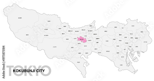 [日本地図] 東京都国分寺市の市区町村名入り位置地図