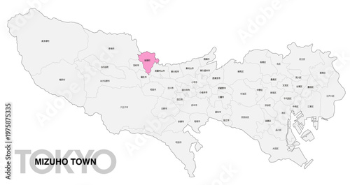 [日本地図] 東京都瑞穂町の市区町村名入り位置地図 