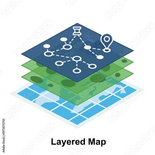Layered Map Concept: Navigation, Connectivity, and Data Visualization