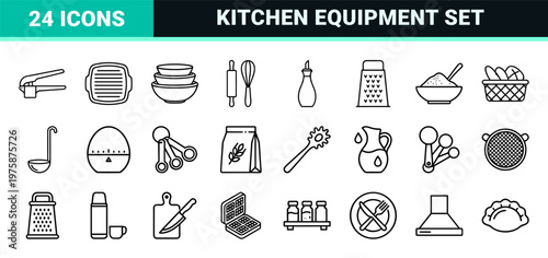 Culinary and kitchen line icons set for restaurant and cooking design