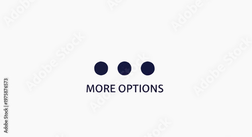 Minimalist more options icon with three dots, dark blue ellipsis symbol for web interface, navigation menu button vector illustration