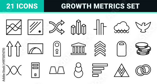 Data visualization graphs and charts minimalist line icon collection