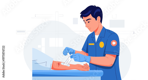 Medical Professional Applying Bandage to Patient's Arm After Injection or Treatment