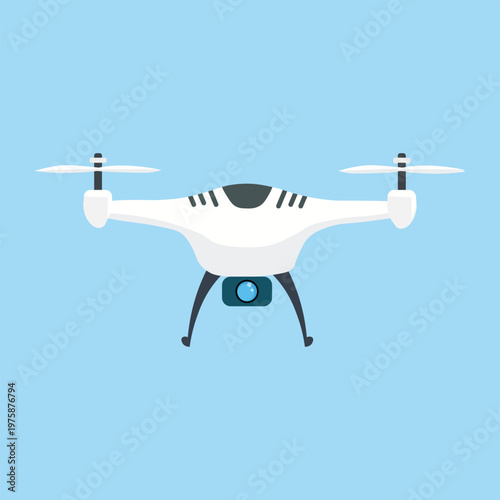 Modern delivery drone illustration, flat vector quadcopter for technology and logistics conce