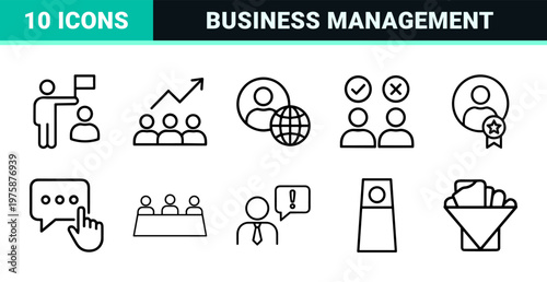 Minimalist business and management outline icons