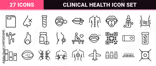 Healthcare and medical symptoms line icon set in minimalist style