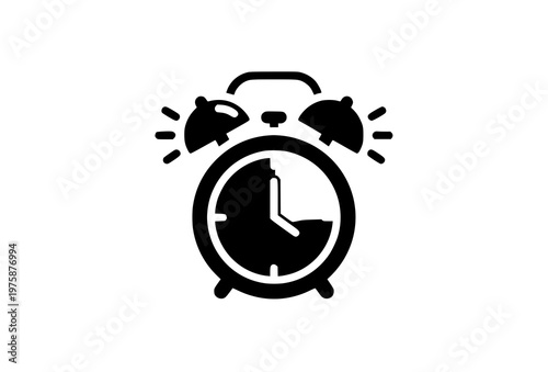 Alarm clock ringing glyph icon vector for wake up reminder concept isolated on white background