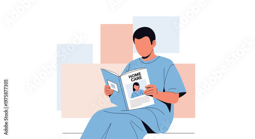 Healthcare professional reading home care magazine, patient care concept