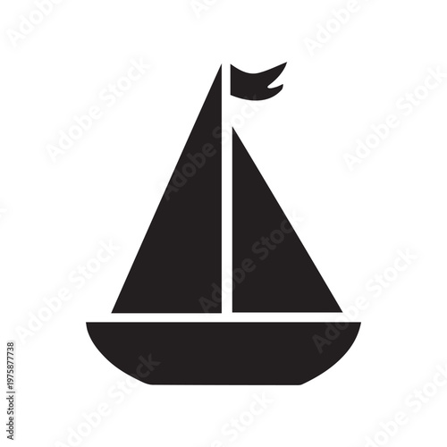 black sailboat icon with single sail
