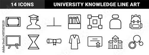 Minimalist academic and education line icon set