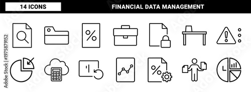 Business and accounting thin line icon set with finance and tax symbols